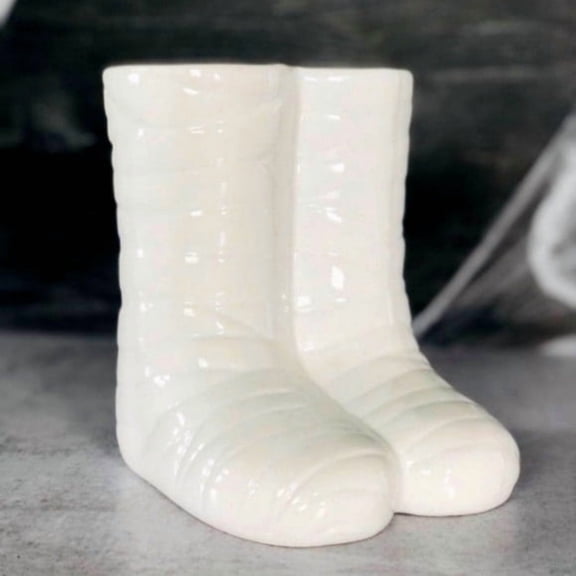 Mummy Feet Halloween White Ceramic Mummy Feet Vase (Vase Only Flowers Not Included)