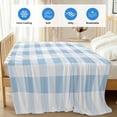 thumbnail image 4 of Blue Checkered Cooling Blanket, Lightweight Breathable Summer Throw Blanket with Double Sided Cold Effect, Blue White Buffalo Plaid Picnic Beach Blankets Bed Sheet for Hot Sleepers 60"x80", 4 of 8