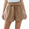 thumbnail image 3 of Women Casual Shorts Bowknot Tie Waist Summer Shorts with Pockets Khaki XL, 3 of 7