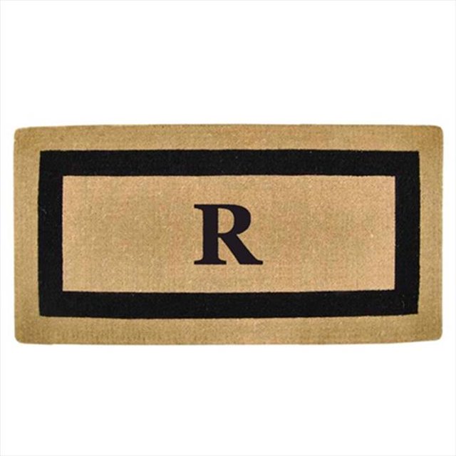 Nedia Home 02179R Single Picture - Black Frame 36 x 72 In. Heavy Duty Coir Doormat - Monogrammed R
