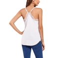 thumbnail image 4 of Deago Women's V Neck Sleeveless Lace Trim Spaghetti Strap Camisole Cami Tank Top Loose Blouse Shirts (White, S), 4 of 10
