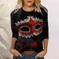 thumbnail image 2 of PMUYBHF T-Shirt Imprimé Joyeuses Fêtes Manches 3/4 Col Rond Blouse 2436 TTTG, 2 of 5