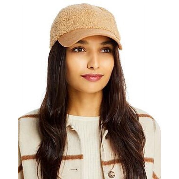 AQUA Women's Sherpa & Faux Suede Cap (O/S, Tan)