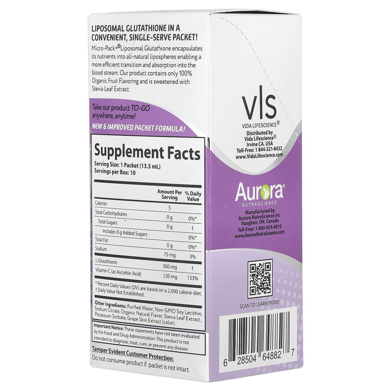 aurora nutrascience micro liposomal glutathione Micro-Pack+, Glutathione, 30 Packets, 0.46 fl oz (13.5 ml) Each Aurora Nutrascience Micro-Pack+, Liposomal Glutathione
