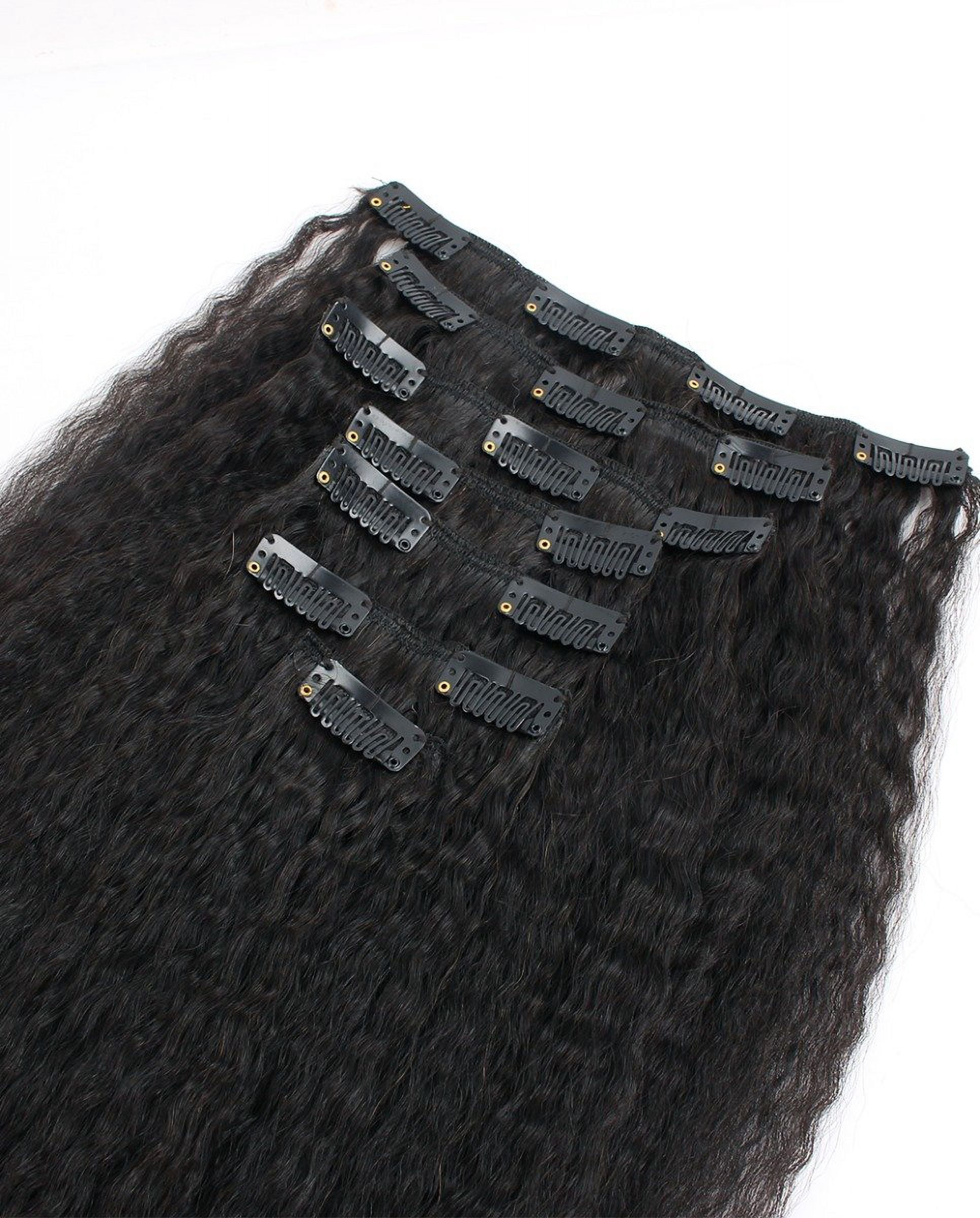 Afro Kinky Straight Clip ins 18 Inches Natural Black Full Head Naural Black 1B# 120g/set 100% Remy Human Hair