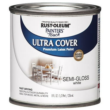 Rust-Oleum Painter's Touch White Semi-Gloss Fast-Dry Latex Paint,1 Quart