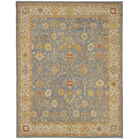 SAFAVIEH Antiquity Chanelle Oriental Wool Area Rug, Blue/Ivory, 11' x 15'