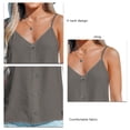 thumbnail image 4 of Camiseta sin mangas con cuello en V para mujer, decoración de botones de moda, camiseta sin mangas holgada con tirantes finos para verano, gris oscuro S, 4 of 5