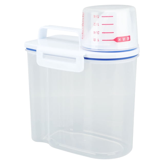 Rice Storage Bin Cereal Containers Dispenser, Thicken Plastic Clear Food Storage Box With Pouring Spout Airtight Pour Spout Food Storage Container With Measuring Cup Clear