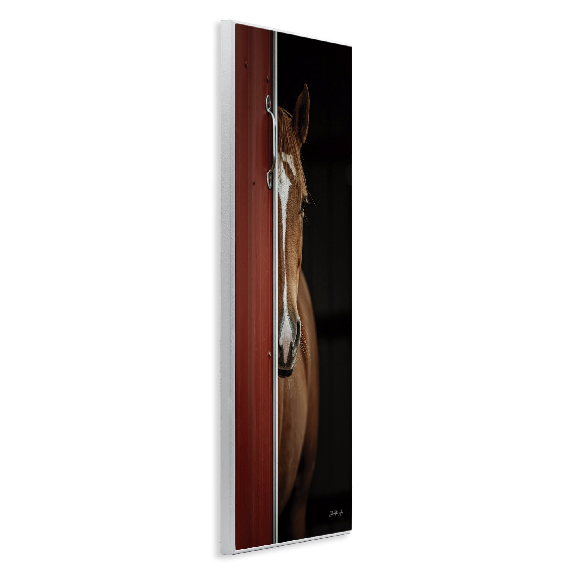 Stupell Industries Brown Stallion Peeking Animals & Insects Photography Unframed Art Print Wall Art, 7 x 17