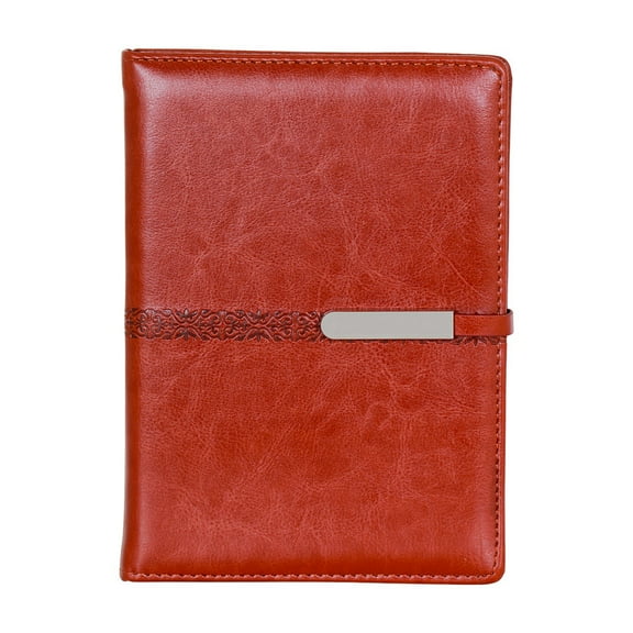 CrownLit A5 Diary with Magnetic Lock, Brown PU Cover, 192 Ruled Pages, Floral Design