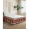 thumbnail image 2 of Southwest Wrap Around Bed Skirts for California King Bed 16" Drop,Bed Skirt with Adjustable Elastic Belt Dust Ruffle Bed Valance Western Brown Beige Geometric Abstract Art Wooden Bed Frame Cover, 2 of 7