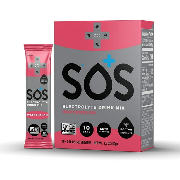 SOS Hydration Electrolyte Drink Mix 10 Stick Packet Servings