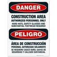 thumbnail image 1 of Construction Area Authorized Personnel Only Bilingual Sign, OSHA Danger Sign, (SI-3718) 18x24 Corrugated Plastic, 1 of 1