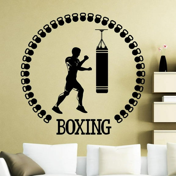 Boxing Words Wall Decal Sports Training Fitness Gym Man Cave Interior Decor Door Window Vinyl Sticker Cool Style Wallpaper 28x28cm