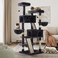 thumbnail image 4 of Sifurni 65.7" Large Cat Tree Tower Condo House for Cats with Hammock & 2 Scratching Boards, Dark Blue, 4 of 9