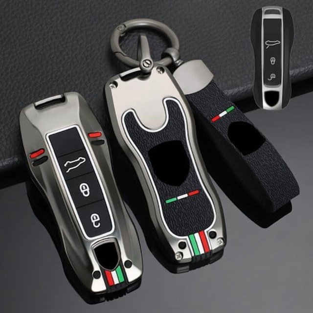 Car Key Fob Cover Case Protector Zinc Alloy Silicone Car Key Case Cover For Porsche Cayenne Panamera Cayman 911