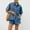 Light Blue, variant on LADIGASU Women's Solid Color Retro Casual Loose Pocket Short Sleeved Shirt Shorts Denim Two-Piece Set