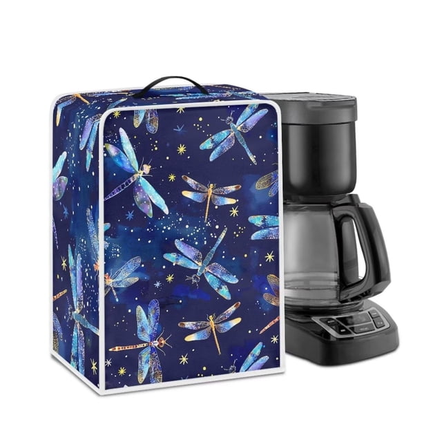 Kathyboom - Funda para cafetera de libélula azul resistente al polvo, con asa superior y diseño pleg