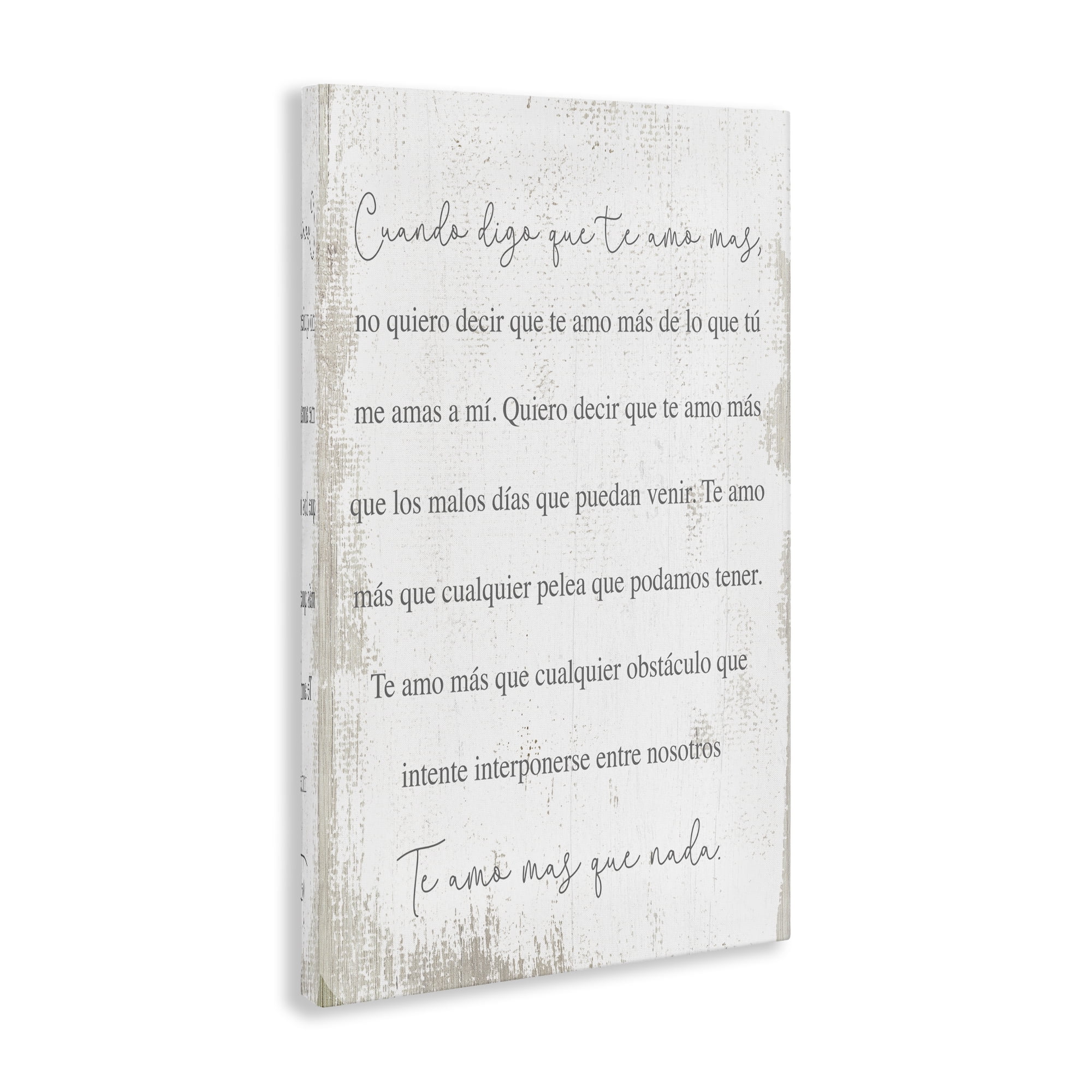 Stupell Industries Te Amo Más Que Nada Inspirational Quotes & Sayings Painting Wrapped Canvas Art Print Wall Art, 24 x 36