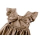 thumbnail image 4 of Vestido Dutebare para niña pequeña, algodón y lino, con volantes, marrón, 4 of 5
