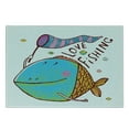 thumbnail image 3 of Fishing Cutting Board, Large Fat Fish Holding a Flag with Love Words Humorous Fun Theme, Decorative Tempered Glass Cutting and Serving Board, Small Size, Multicolor, by Ambesonne, 3 of 5