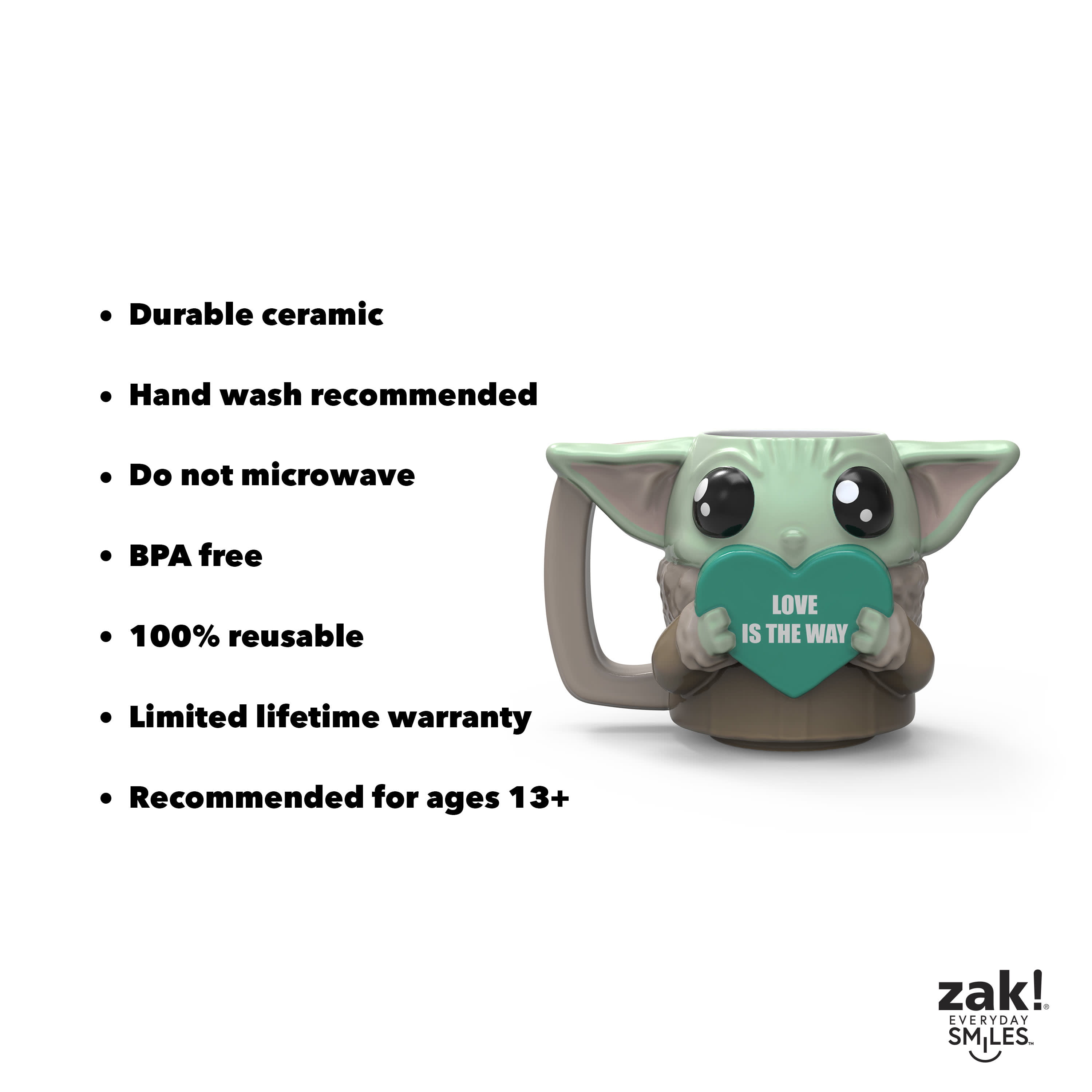 Zak Designs Star Wars: the Mandalorian 11.5 oz. Sculpted Ceramic Coffee Mug,  the Child (Baby Yoda) 
