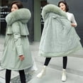 thumbnail image 4 of Women Winter Jacket Parka Clothes Loose Long Coat Wool Liner Hooded Jacket  Collar Warm Thick Snow Wear  Padded Parka, 4 of 6
