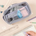 thumbnail image 5 of Deli Pencil Case for Kids,Large Capacity Foldable Pencil Pouch with 4 Compartments, School Supplies Organizer Bag for Students, Teens and Office Use,Grey, 5 of 7