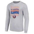 thumbnail image 2 of Men's Starter Heather Gray New York Islanders Four Team Name Logo Long Sleeve Graphic T-Shirt, 2 of 3