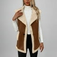 thumbnail image 2 of Oksale Suede Vest for Women Fleece Lined Vest Fuzy Button Sleeveless Jackets Mid Length Jacket with Pockets Trendy Lapel Coat Comfort Warm Winter Outwear 2025 Khaki L, 2 of 7