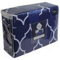 thumbnail image 4 of Carter 6 PC Sheet Set Quatrefoil Geometric Bedding, Ultra Soft Double Brushed Microfiber Fabric - King Navy, 4 of 5