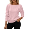 thumbnail image 2 of Yotami Sweaters for Women, Boat Neck Long Hollow Puff Sleeve Casual Loose Pullover Top Solid Color Lightweight Sweater for Fall Winter, 2 of 5