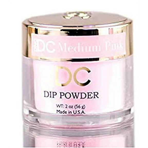 DND DC Pink & White CLEAR BASE Natural DIP POWDER for Nails, Daisy Dipping (with bonus side Glitter) Made in USA (MEDIUM PINK)