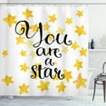 thumbnail image 1 of Ambesonne Saying Shower Curtain, Watercolor Stars Modern, 69"Wx84"L, Black Yellow and White, 1 of 3