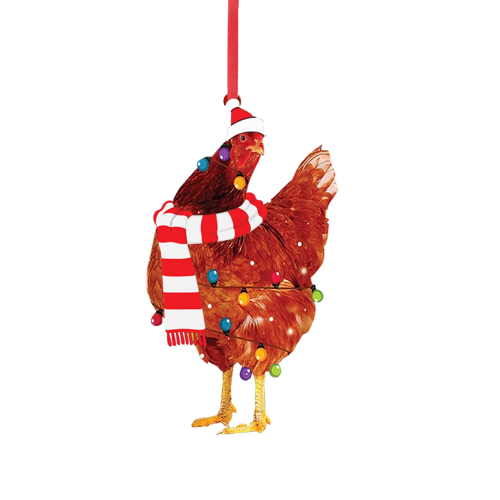 Funny Christmas Chicken Ornament Acrylic Christmas Chicken Decorations