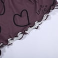 thumbnail image 3 of XIAOCHA Womens Heart Print Ruffled Trim 3-Piece Pajama Set Loose Cropped Camisole Sleepwear Soft Romantic Sleep Pajamas Set, 3 of 5
