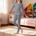 thumbnail image 1 of XIMIN Kids Girls Outfit Solid Color Fleece Thermal Underwear Set High Tech Dralon Self Heating Long Johns Cold Weather Kids Base Layer Top Bottom, 1 of 8