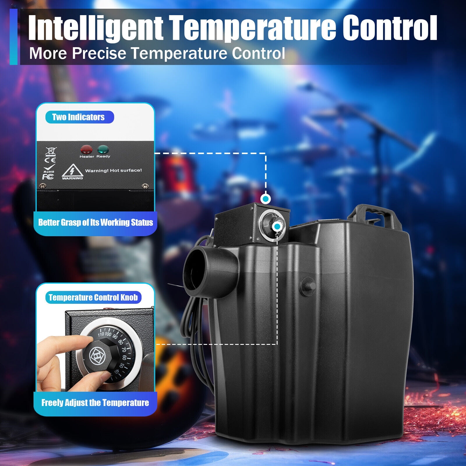 110V 60Hz 6000W Black Dry Ice Machine Dry Ice Machine 18.89*19.09*18.5inch for Large Stage Performances, Parties, Celebrations, Bars