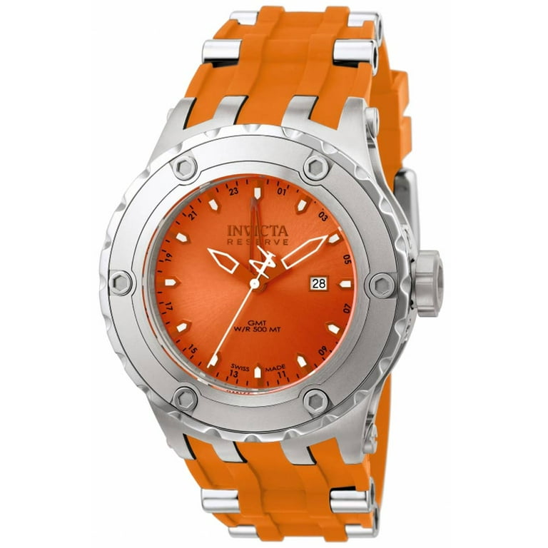 Invicta Men s 1394 Reserve Specialty Subaqua Orange Dial GMT Orange Rubber Strap Dive Watch Walmart