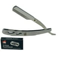 thumbnail image 4 of GBS Single Edge Shavette Stainless Razor with GBS Premium Compact Wood Beard Brush and 10 Pack of Blades, 4 of 7