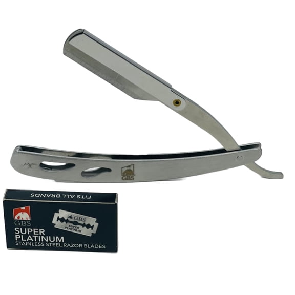 GENTS Men Professional Shavette Barber Shaving Razor, Safety Locking and 20 Single Edge Lord Blades, Compliments and Wet Shaving Kit, Black Silver