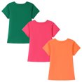 thumbnail image 2 of HILEELANG Little Girl Short Sleeve Tees Summer Pink Orange Green Heart Cotton Tops Shirts 3 Packs Size 6, 2 of 5