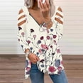 thumbnail image 1 of ICHUANYI Clearance Women's Fashion Printed Loose T-shirt Long Sleeves Blouse V Neck Casual Tops ICHUANYI "ICHUANYI", 1 of 6
