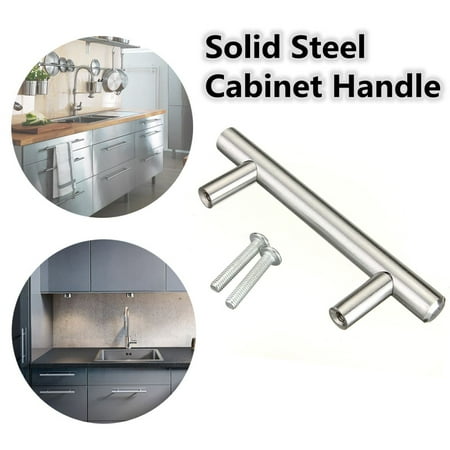 - Stainless Steel T bar Modern Kitchen Cabinet Door Handles Drawer Pulls Knobs
