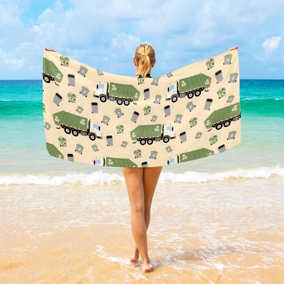 Ryvnso Garbage Trucks Beach Towel Quick Dry Swimming Yoga Beach Towels Large Sand Free Microfiber Towel 31"W x 71"L