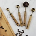 thumbnail image 4 of 8Pcs Measure Cup and Spoon Set Gold Measuring Cup Spoon Set with Wooden Handle Stainless Steel Stackable Kitchen and Baking Measurement Kitchen Accessories for Home Kitchen Party, 4 of 11