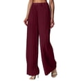 thumbnail image 1 of Pantalones palazzo de cintura alta y pierna ancha para mujer: plisados, fluidos, cintura elástica, poliéster, estilo informal de negocios, tallas S-XXL, 1 of 4