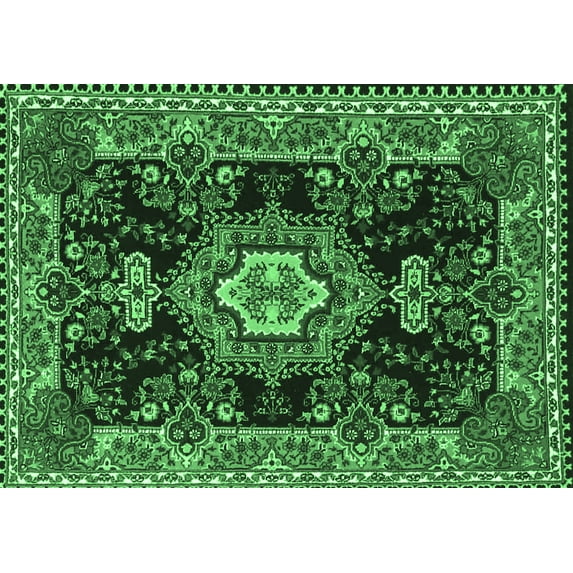 Ahgly Company Indoor Rectangle Medallion Emerald Green Traditional Area Rugs, 4' x 6'