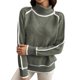 thumbnail image 1 of Women's Loose Fit Acrylic High Neck Sweater Long Sleeve Winter Warm Soft Color Block Knitwear Turtleneck Pullover Top Sky Blue XL, 1 of 4